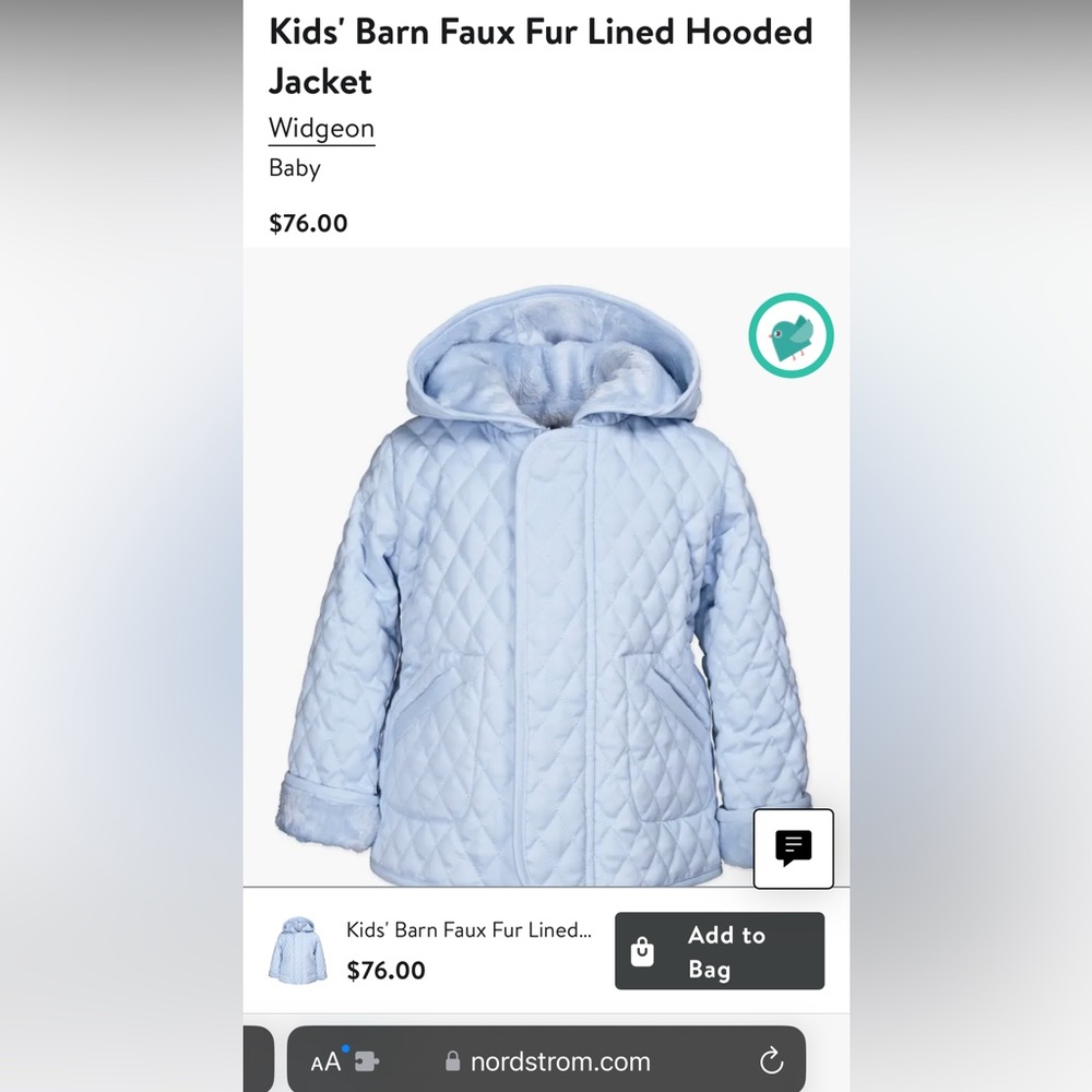 Infant Barn Faux Fur Lined Hooded Jacket orig $76 from Nordstrom